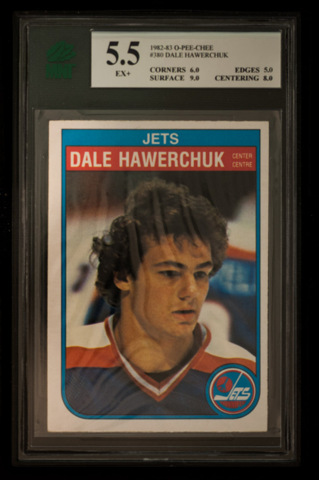 1982-83 OPC #380 Dale Hawerchuk Winnipeg Jets Rookie Hockey Card NM o/c